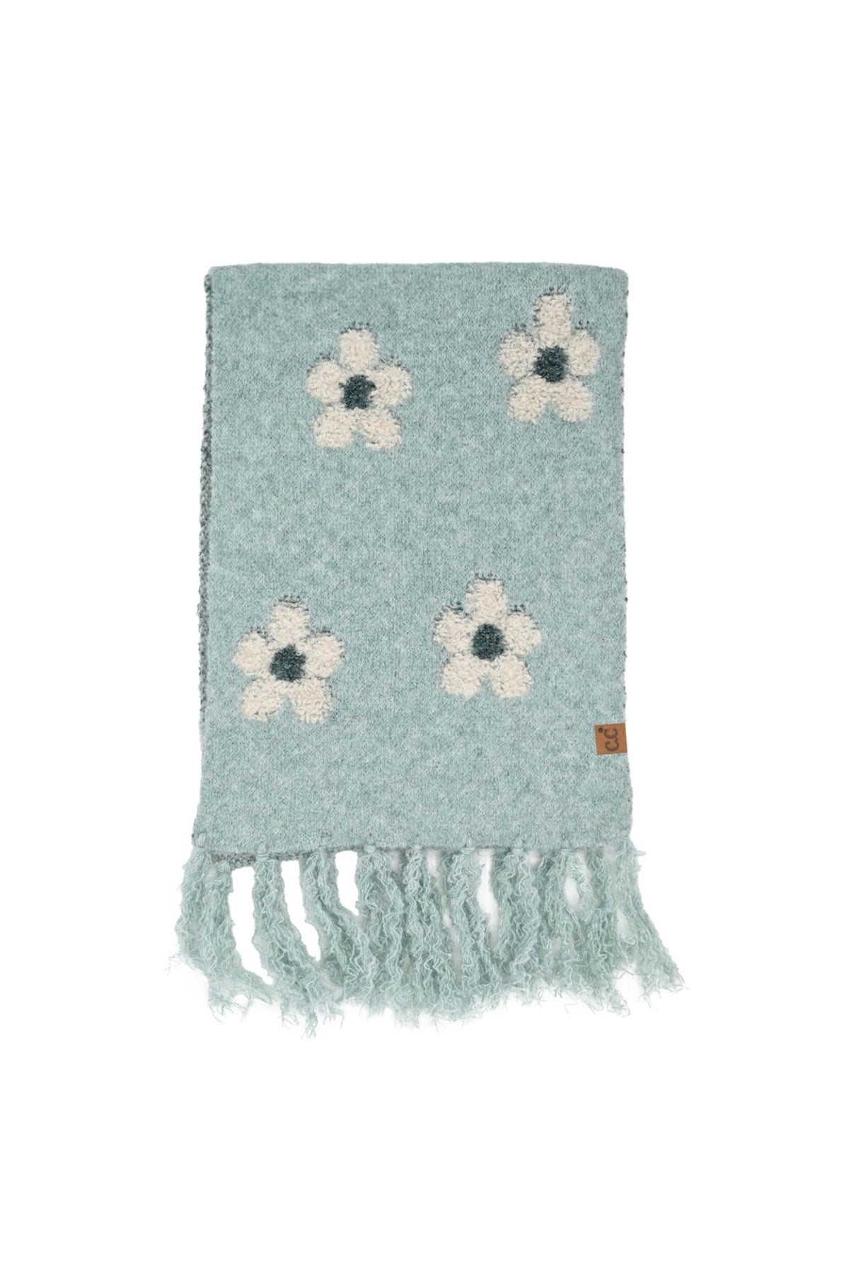 SFC0079 Daphne Daisy Pattern Fringe Scarf - MiMi Wholesale