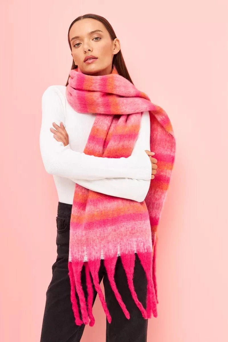 SFC0124 Horizontal Multi Color Woven Scarf - MiMi Wholesale