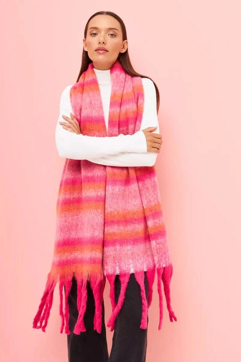 SFC0124 Horizontal Multi Color Woven Scarf - MiMi Wholesale