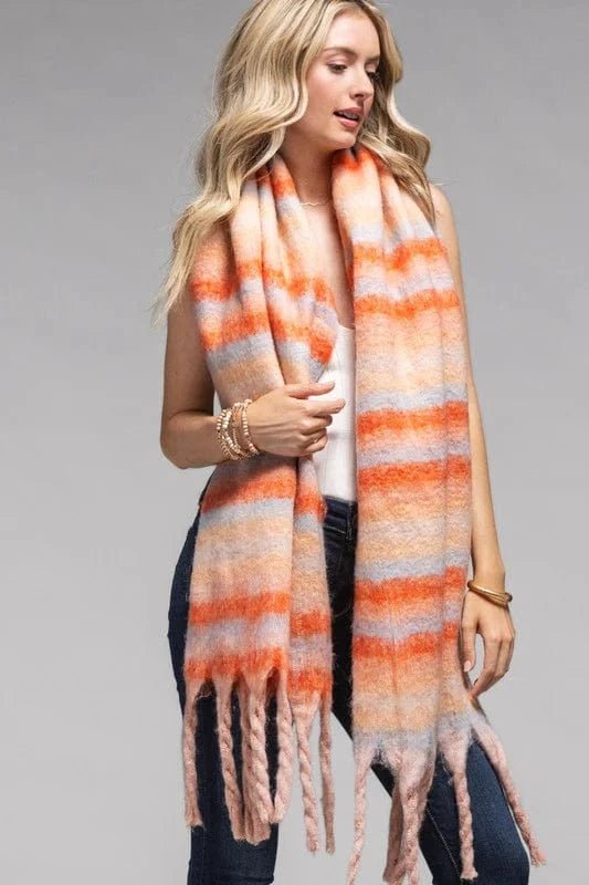 SFC0124 Horizontal Multi Color Woven Scarf - MiMi Wholesale
