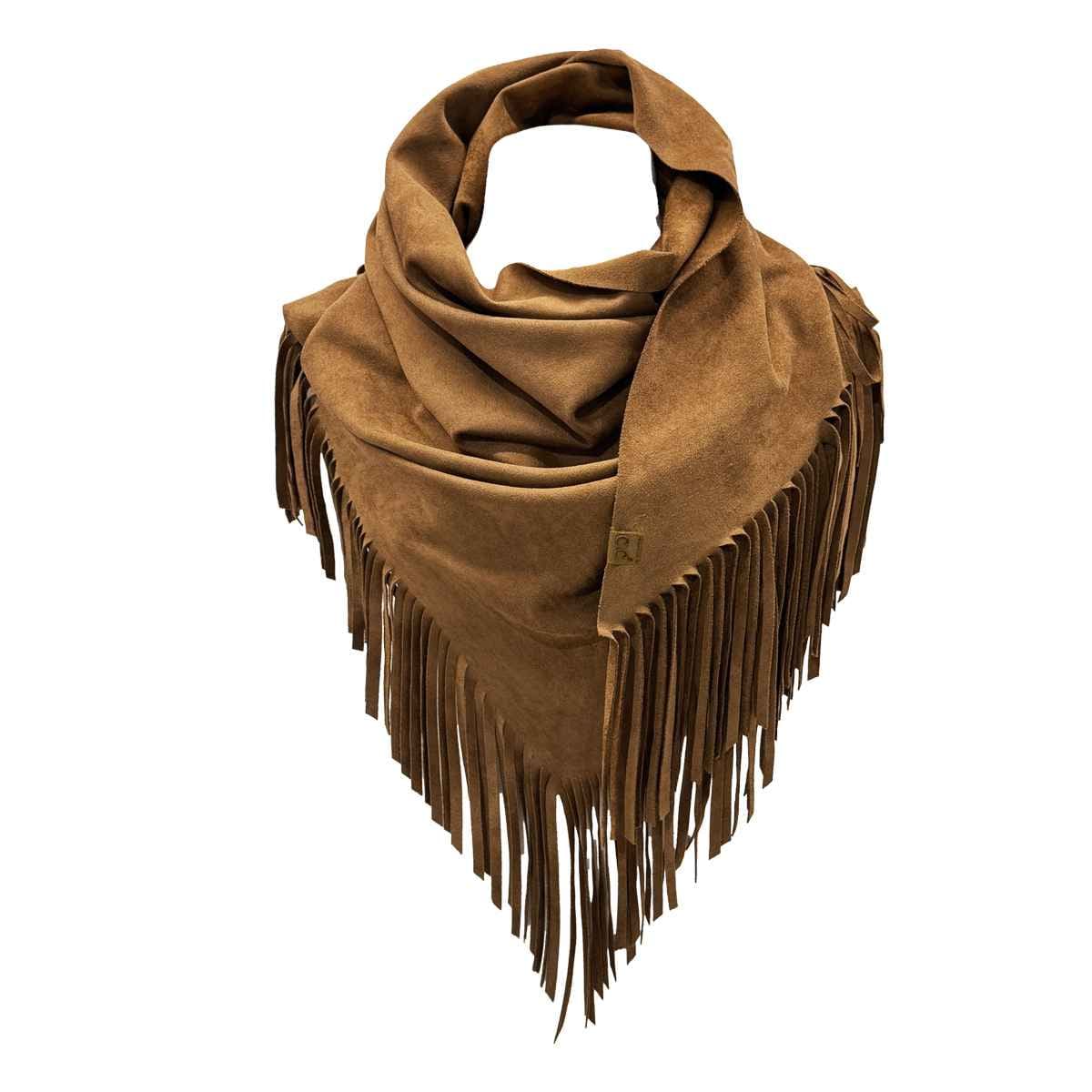 SFC0134 Faux Suede Triangle Fringe Scarf - MiMi Wholesale