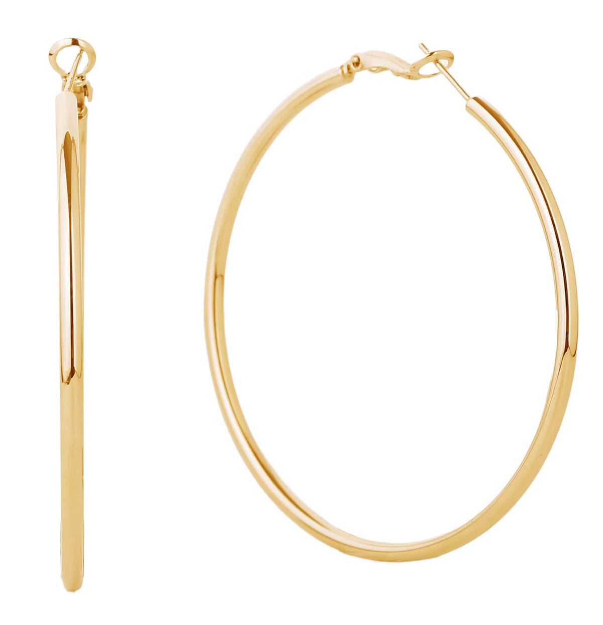 SJE310002 14K Gold Dipped Omega Closure Hoop Earrings - MiMi Wholesale
