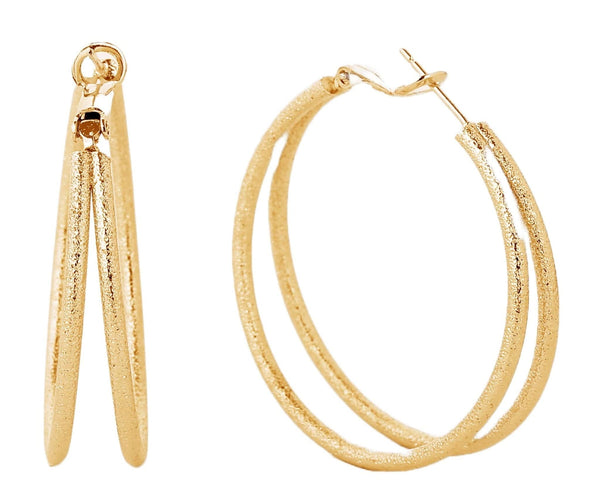 SJE310008 14K Gold Dipped Omega Closure Hoop Earrings - MiMi Wholesale