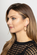 SJE310009 14K Gold Metal Omega Closure Textured Hoops - MiMi Wholesale