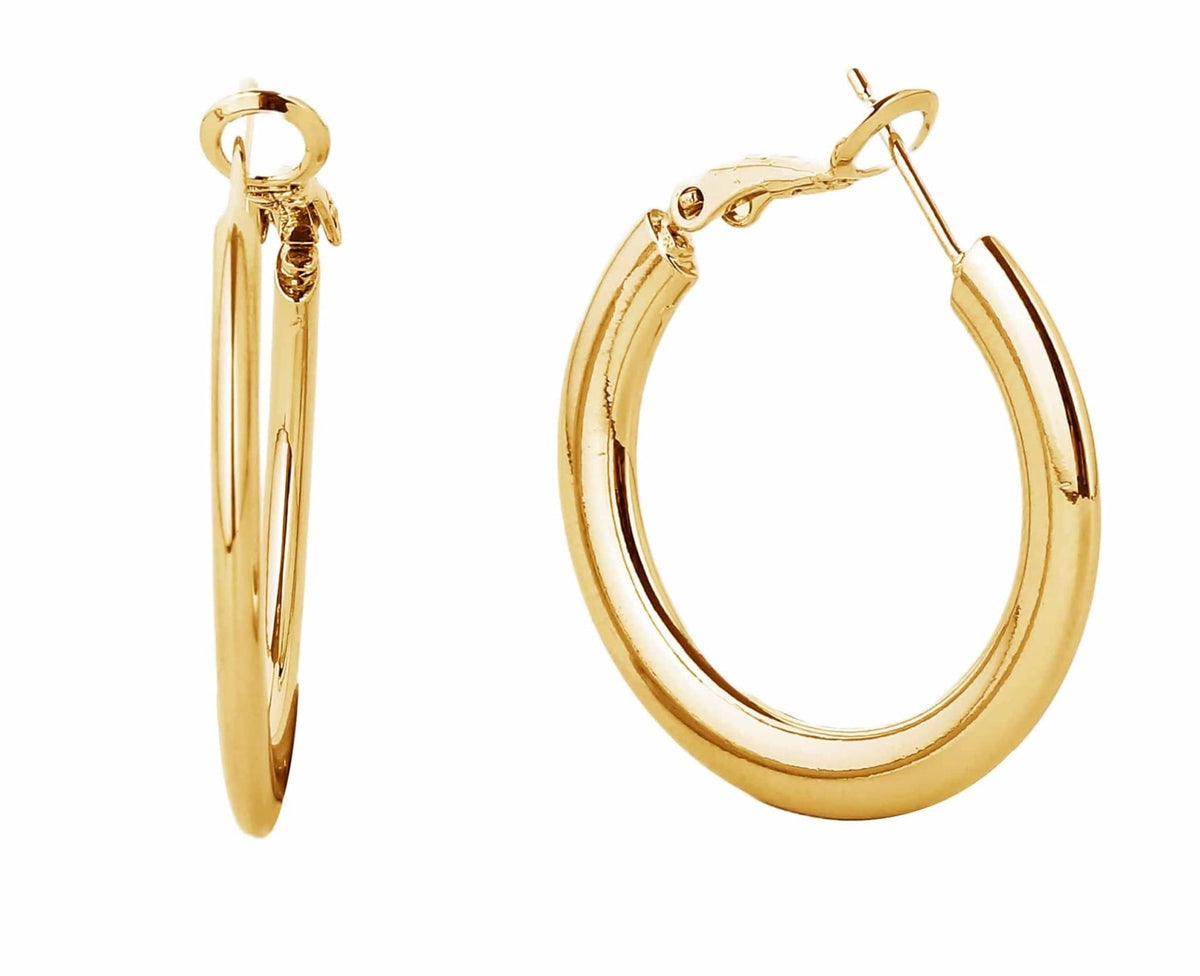 SJE310011 14K Gold Metal Omega Closure Hoop Earrings - MiMi Wholesale