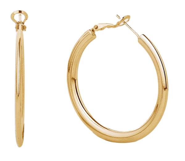 SJE310011 14K Gold Metal Omega Closure Hoop Earrings - MiMi Wholesale