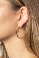 SJE310012 14K Dipped Post Textured Hoop Earrings - MiMi Wholesale
