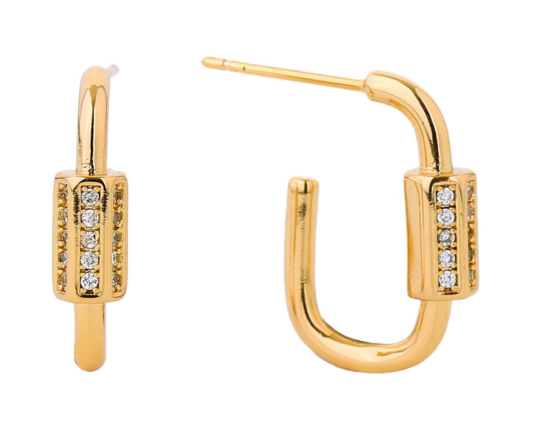 SJE310181 14K Gold Dipped Post Cz Paved Earrings - MiMi Wholesale