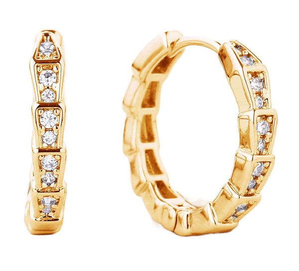 SJE310202 14K Gold Dipped Huggie Ridge Hoop Earrings - MiMi Wholesale