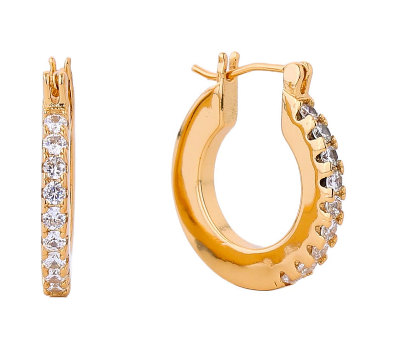 SJE310204 14K Heart Shape CZ Paved Hoop Earrings - MiMi Wholesale