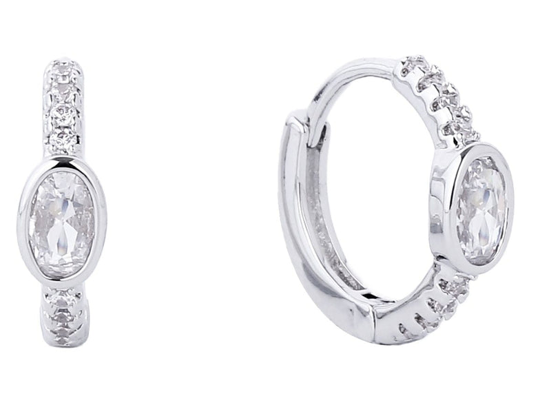 SJE310219 14K Dipped Huggie CZ Paved Hoop Earrings - MiMi Wholesale