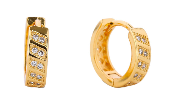 SJE310224 14K Gold - Dipped CZ Hoop Huggie Earrings - MiMi Wholesale