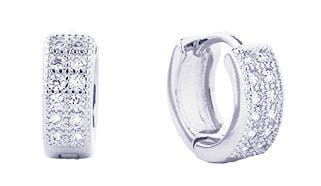 SJE310234 14K Double CZ Paved Hoop Earrings - MiMi Wholesale