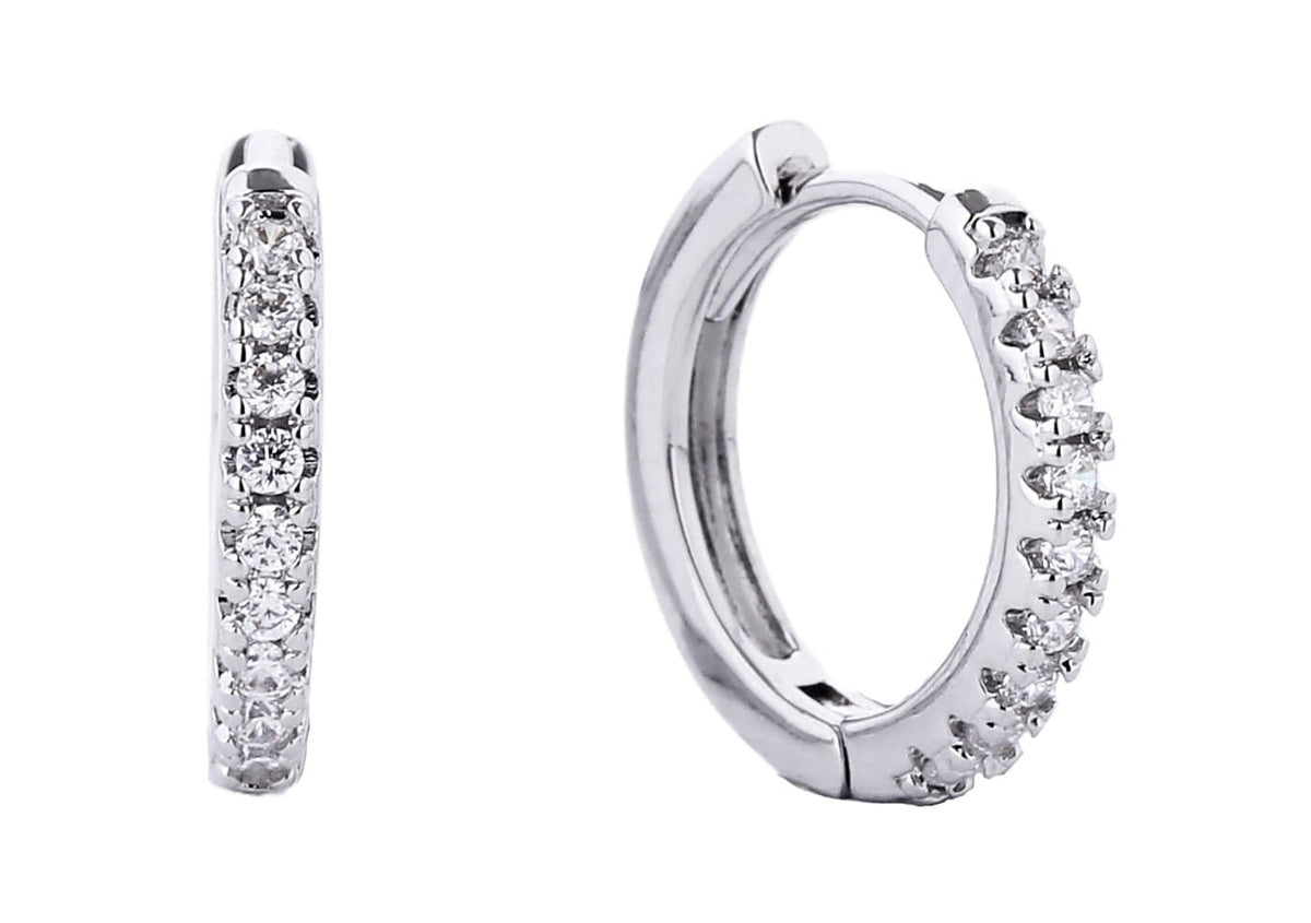 SJE310241 14K Dipped Hoop Cz Paved Earrings - MiMi Wholesale