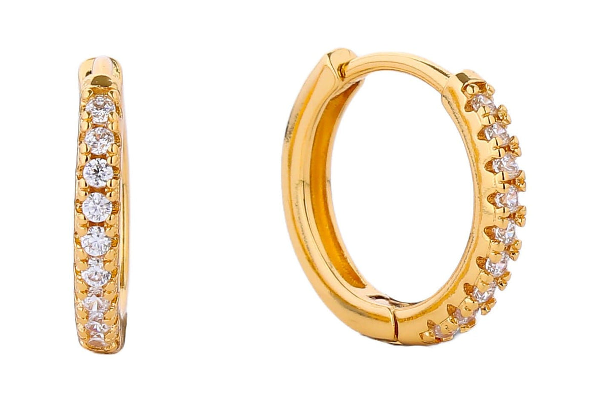 SJE310241 14K Dipped Hoop Cz Paved Earrings - MiMi Wholesale