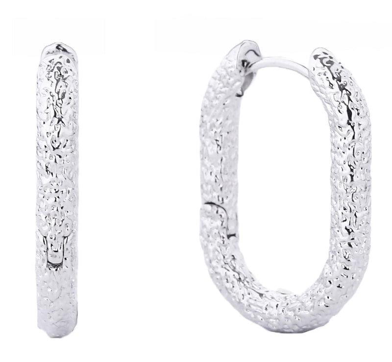 SJE310274 14K Dipped Huggie Hoop Oval Earrings - MiMi Wholesale