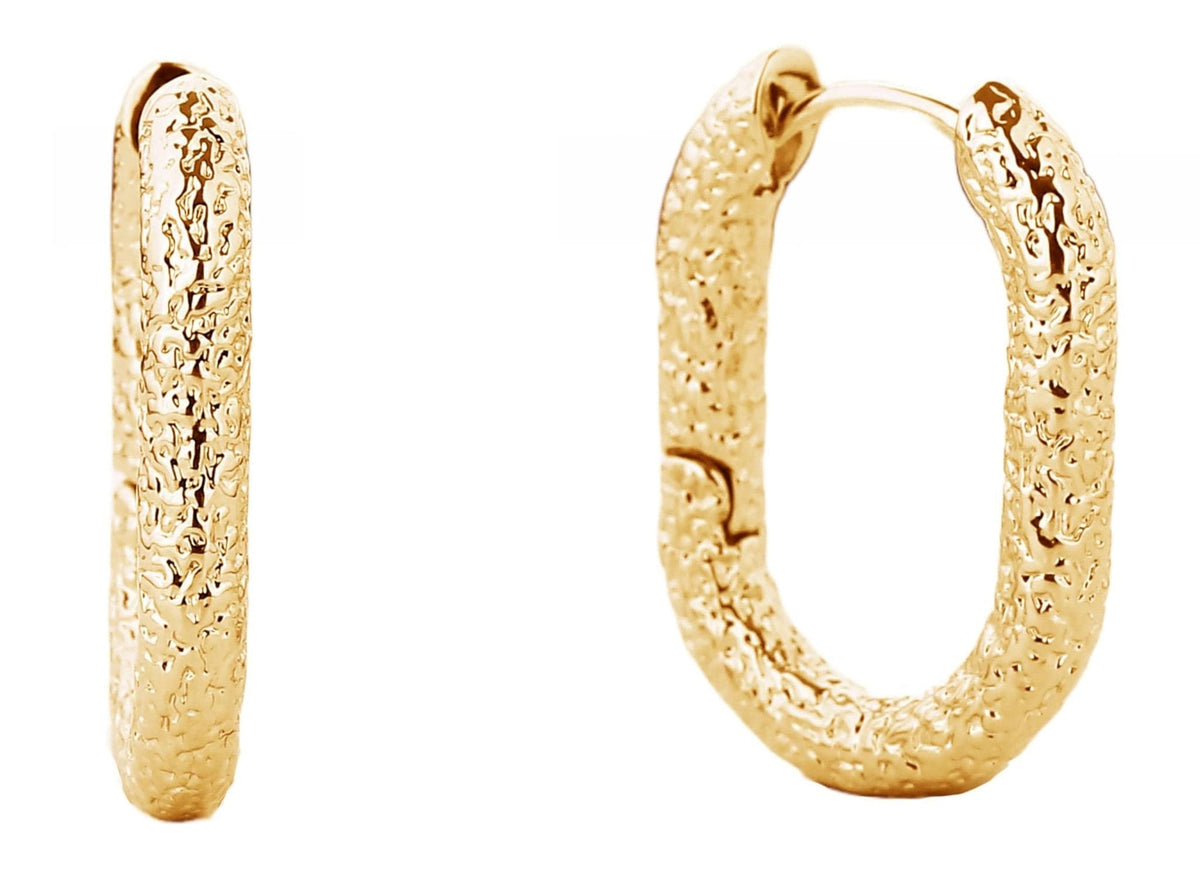 SJE310274 14K Dipped Huggie Hoop Oval Earrings - MiMi Wholesale