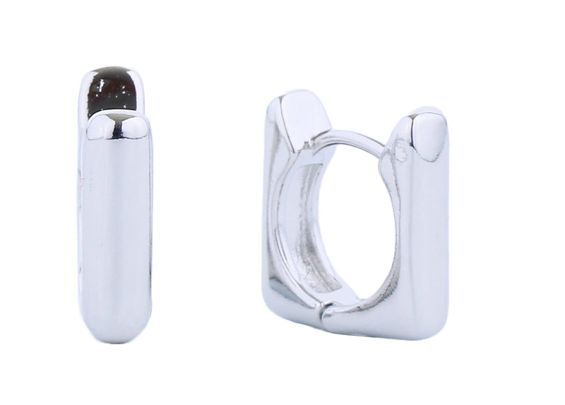 SJE310280 14K Dipped Rectangular Hoop Huggie Earrings - MiMi Wholesale