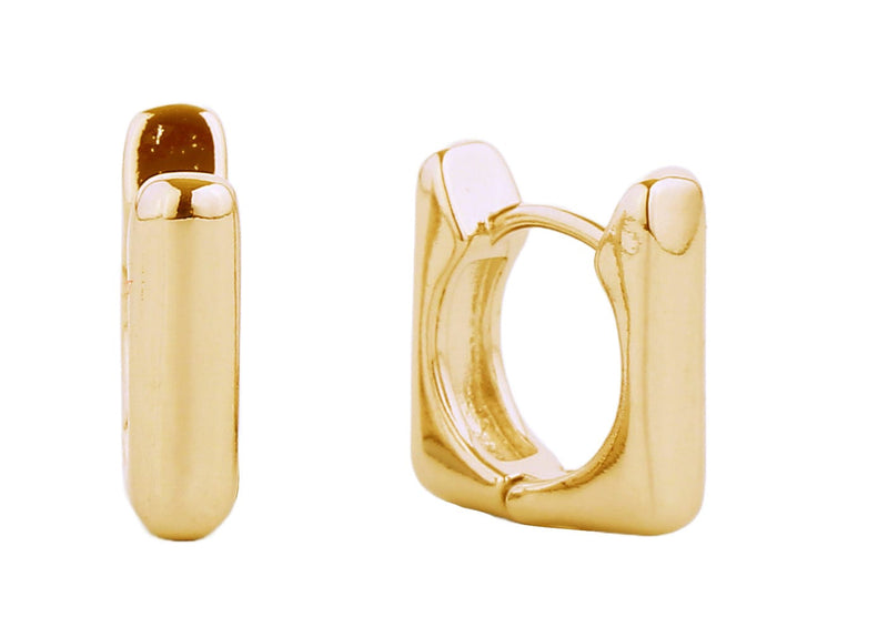 SJE310280 14K Dipped Rectangular Hoop Huggie Earrings - MiMi Wholesale