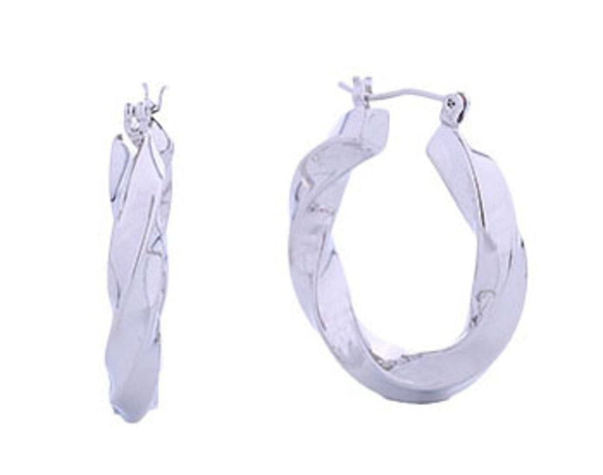 SJE310317 14K Twisted Hoop Pincatch Earrings - MiMi Wholesale