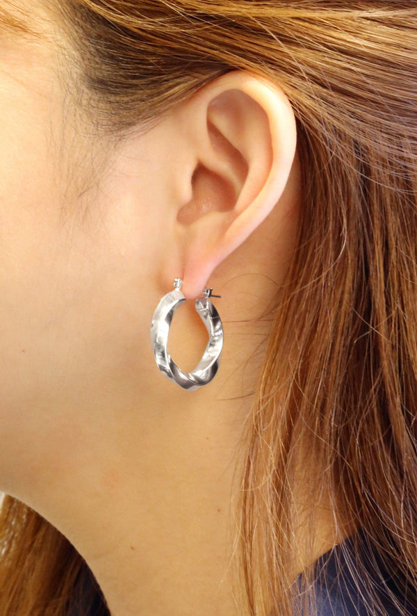 SJE310317 14K Twisted Hoop Pincatch Earrings - MiMi Wholesale