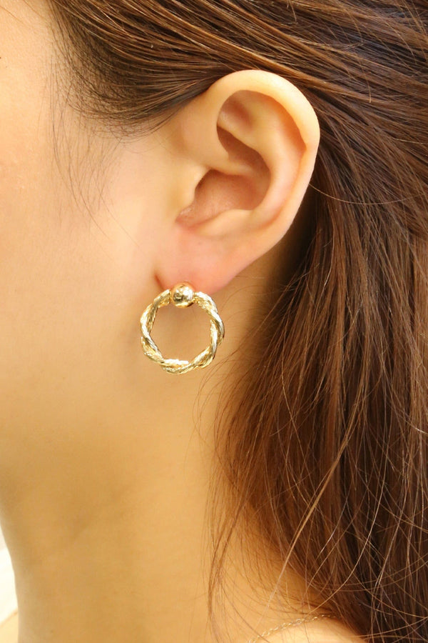 SJE310319 14K Gold/White Gold Dipped Post Earrings - MiMi Wholesale