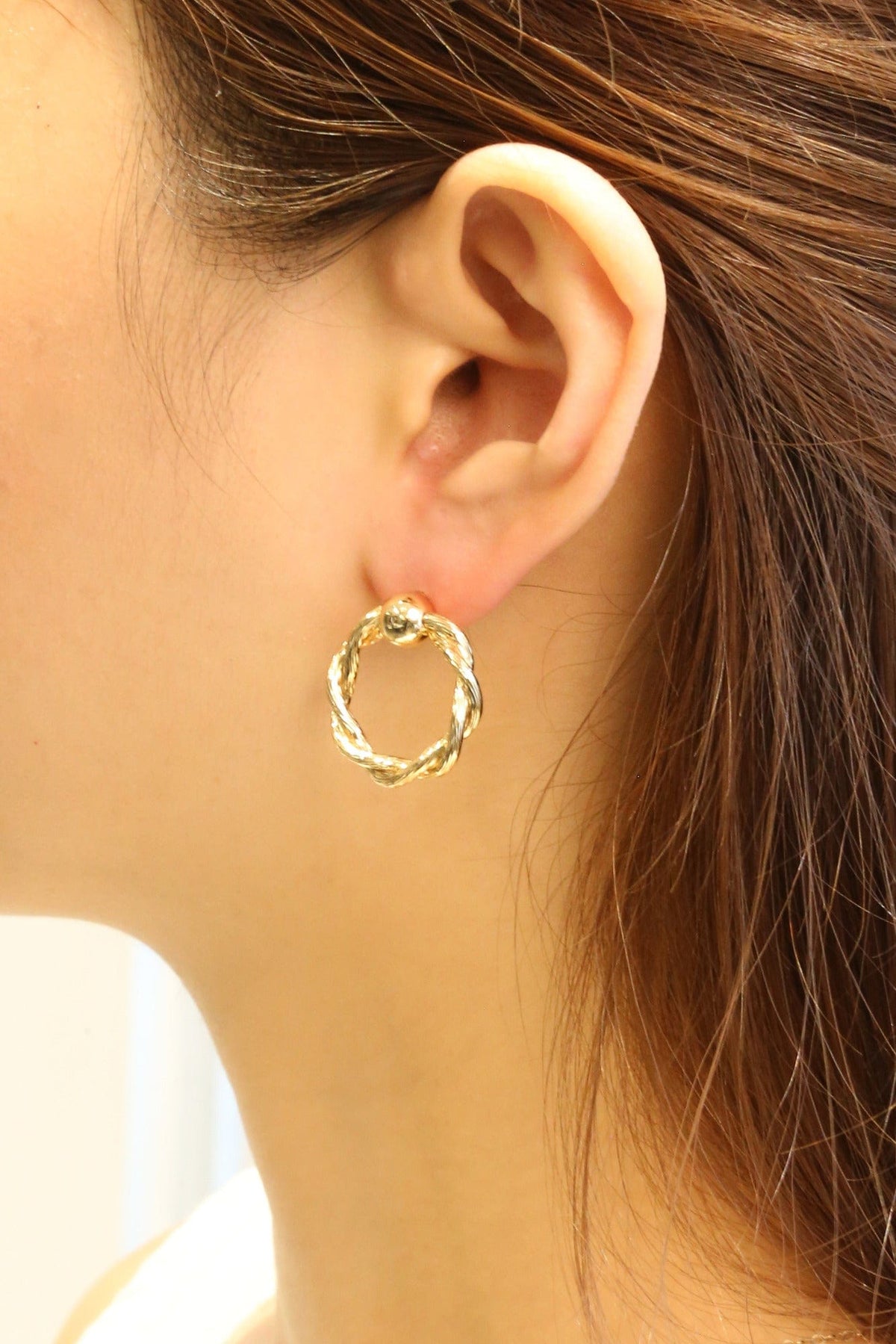 SJE310319 14K Gold/White Gold Dipped Post Earrings - MiMi Wholesale