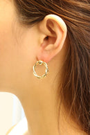 SJE310319 14K Gold/White Gold Dipped Post Earrings - MiMi Wholesale