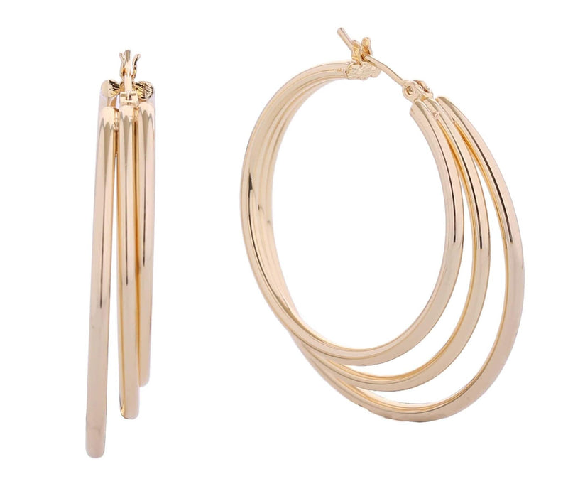 SJE310340 14K Three Layer Hoop Earrings - MiMi Wholesale