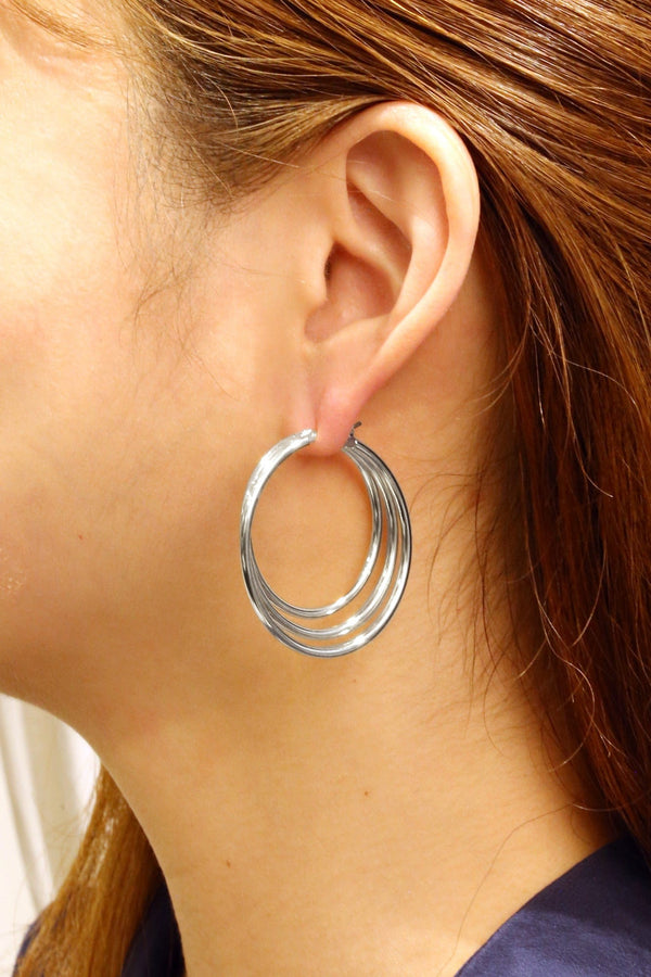 SJE310340 14K Three Layer Hoop Earrings - MiMi Wholesale