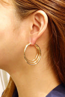 SJE310340 14K Three Layer Hoop Earrings - MiMi Wholesale