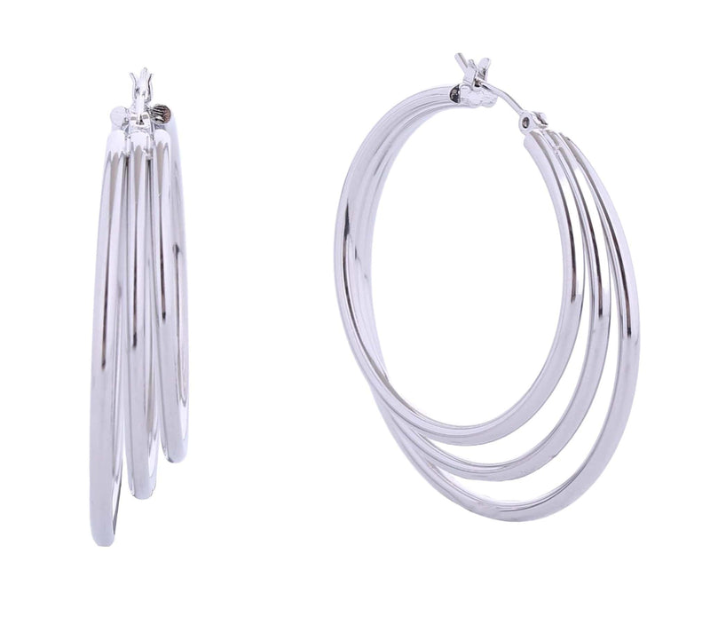 SJE310340 14K Three Layer Hoop Earrings - MiMi Wholesale