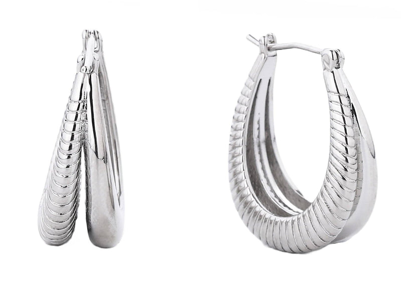 SJE310345 14K Dipped Layer Hoop Pin Catch Earrings - MiMi Wholesale