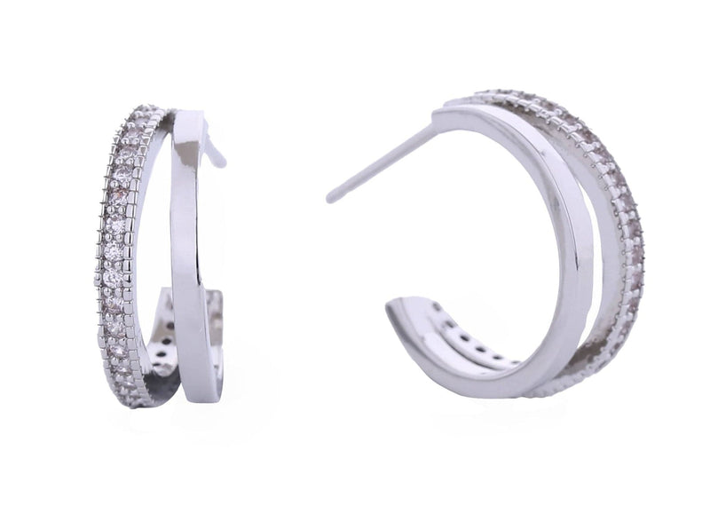 SJE310352 14K Sparkling Pave CZ Hoop Earrings - MiMi Wholesale