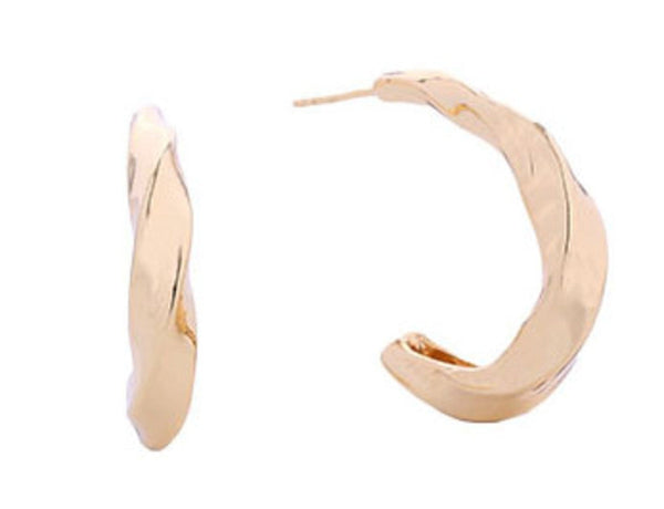 SJE310362 14K Twisted Hoop Post Earrings - MiMi Wholesale