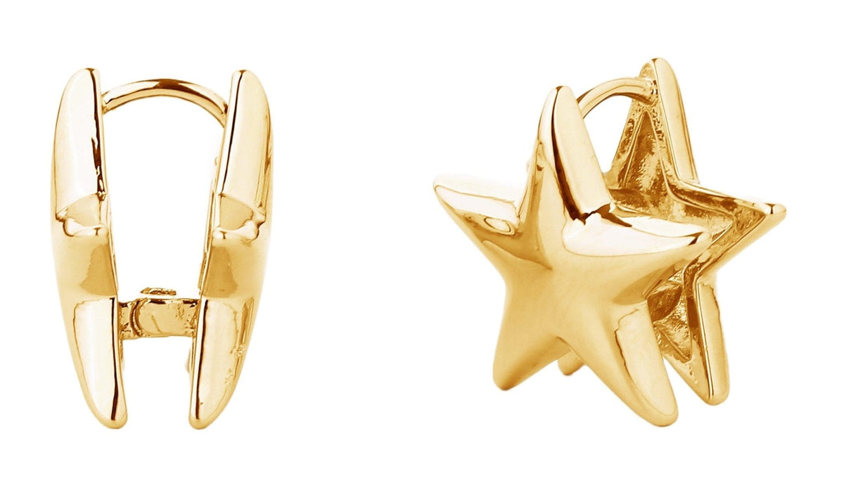 SJE310363 14K Dipped Star Shape Huggie Earrings - MiMi Wholesale