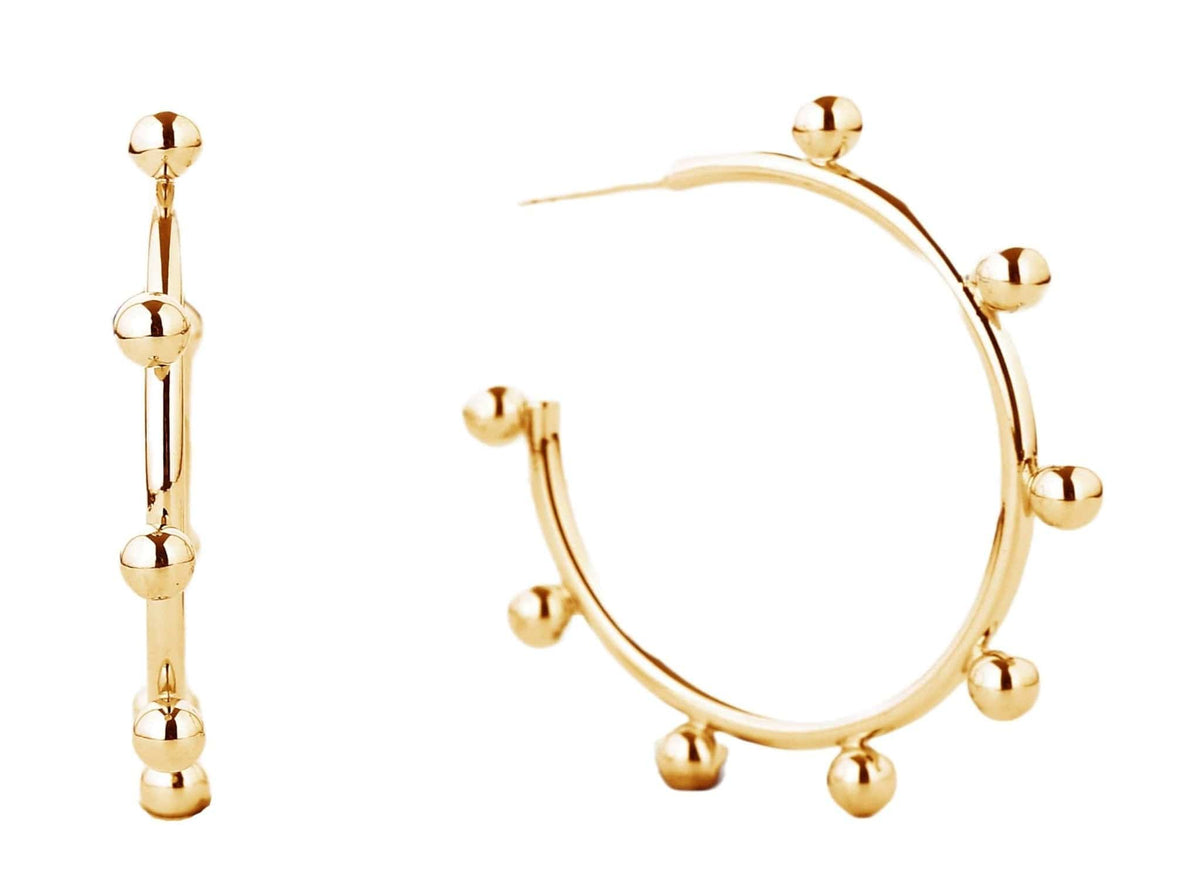 SJE310368 14K Dipped Stud Hoop Earrings - MiMi Wholesale