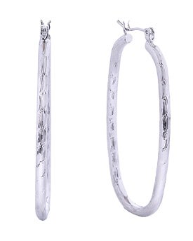 SJE310401 14K Textured Oval Hoop Earrings - MiMi Wholesale