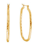 SJE310401 14K Textured Oval Hoop Earrings - MiMi Wholesale