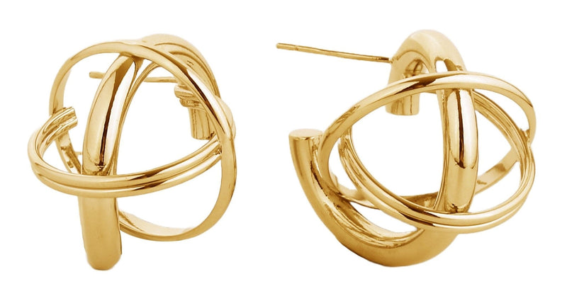 SJE310409 14K Gold/White Dipped Post Earrings - MiMi Wholesale