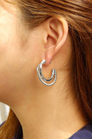 SJE310416 14K Dipped Twist/Solid Post Hoop Earrings - MiMi Wholesale
