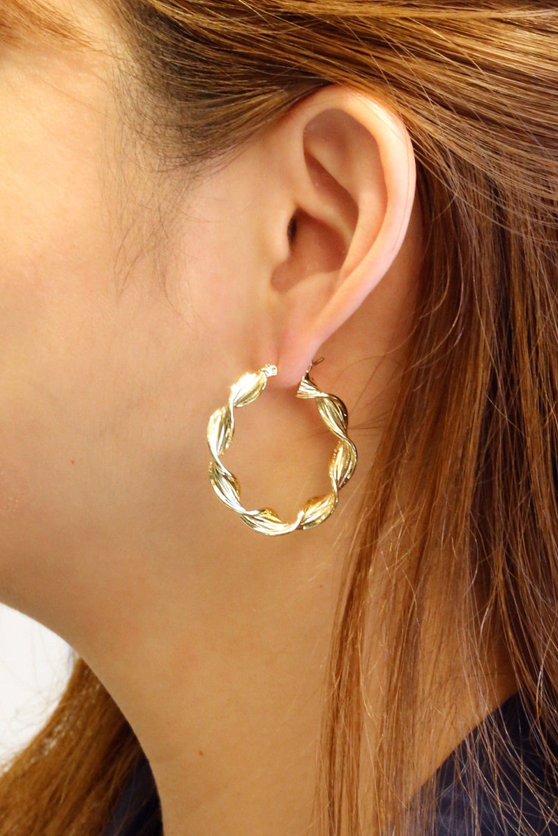 SJE310434 14K Dipped Twist Hoop Earrings - MiMi Wholesale