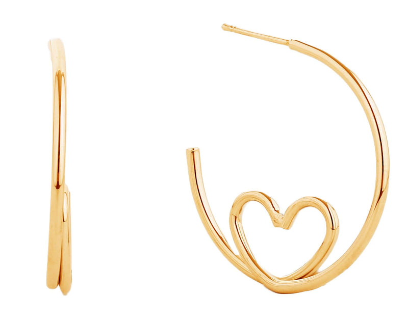 SJE310440 14K Gold-Dipped Heart Knot Post Earrings - MiMi Wholesale