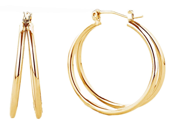 SJE310463 14K Dipped Double Post Hoop Earrings - MiMi Wholesale