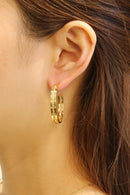 SJE310472 14K Gold/White Gold Dipped Post Hoop Earrings - MiMi Wholesale