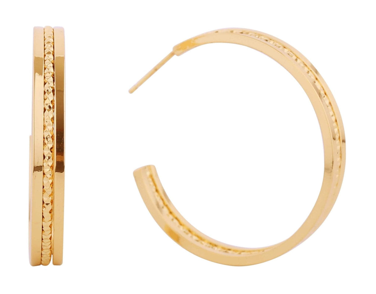 SJE310472 14K Gold/White Gold Dipped Post Hoop Earrings - MiMi Wholesale