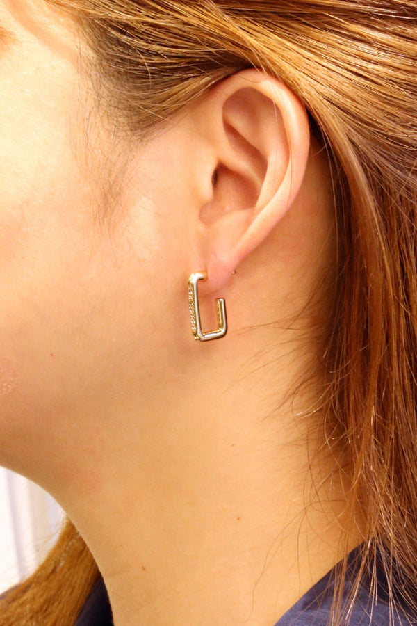SJE310475 14K Dipped Post Rectangular Earrings - MiMi Wholesale
