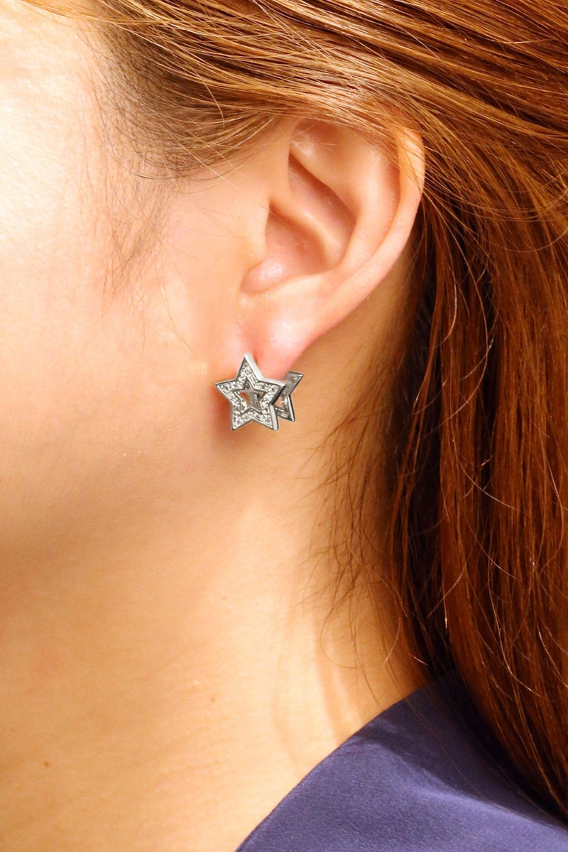 SJE310478 14K CZ Paved Star Post Earrings - MiMi Wholesale