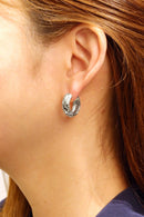 SJE310489 14K Gold-Dipped Check Pattern Huggie Earrings - MiMi Wholesale