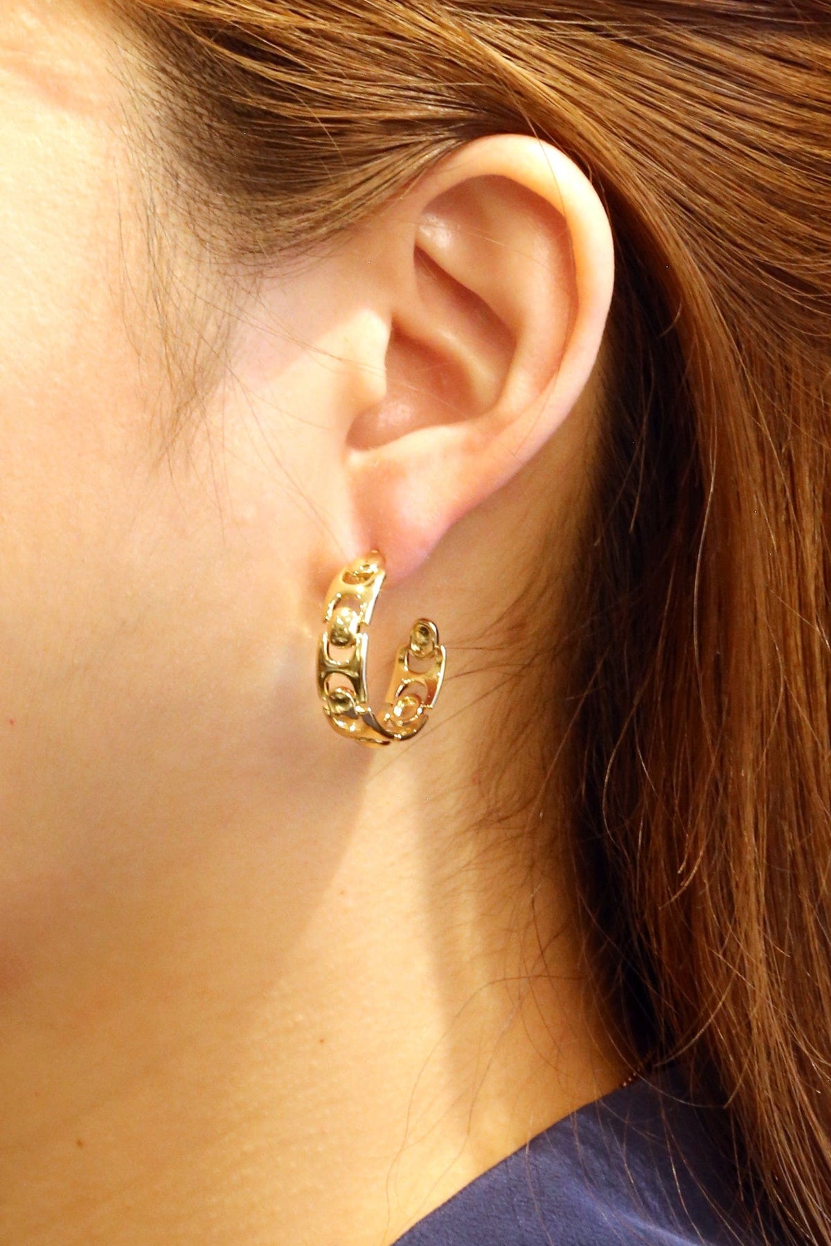 SJE310492 14K Link Post Hoop Earrings - MiMi Wholesale